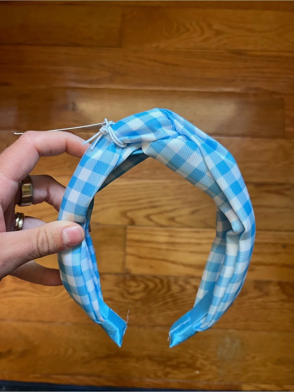 NWT Draper James Twist Knot Headband, Blue Gingham print